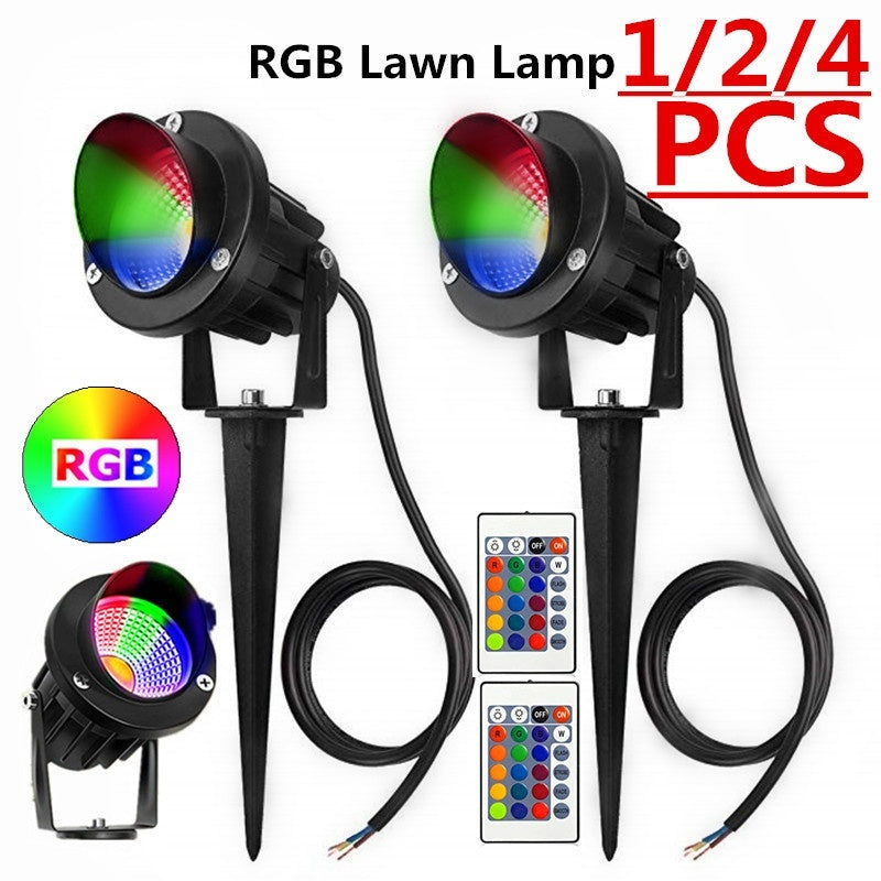 10W Rgb Lawn Lamp Colorful Remote Control Floodlight Outdoor Tree Lamp