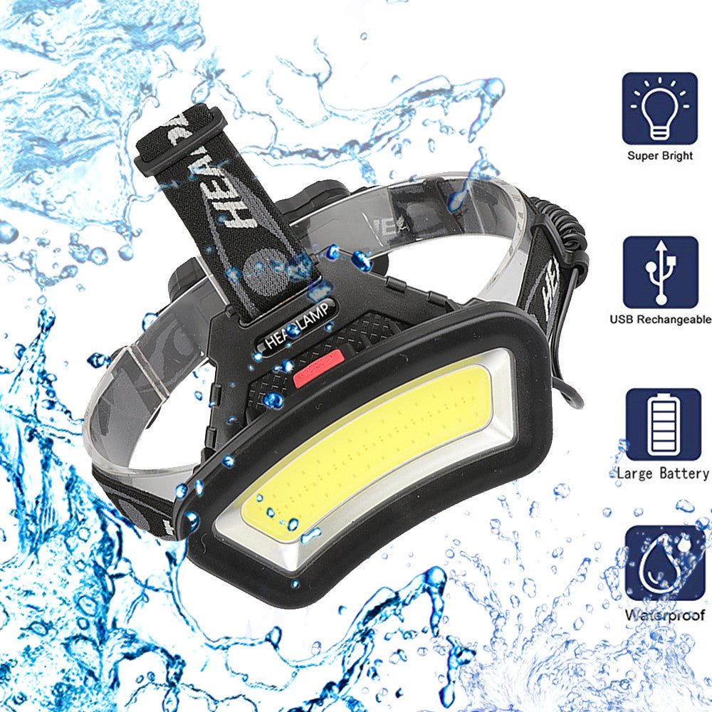 Lighting Distance Wide Angle COB LED Headlight Use 2x18650 Battery led HeadLamp USB rechargeable Lantern For Hike Outdoor