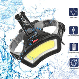 Lighting Distance Wide Angle COB LED Headlight Use 2x18650 Battery led HeadLamp USB rechargeable Lantern For Hike Outdoor