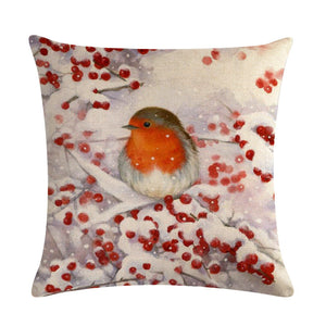 Christmas Blessing Red Bird Series Linen Pillowcase