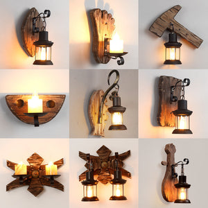 Retro Nostalgic Boat Wood Wall Lamp Industrial Style