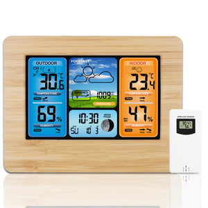 Digital LCD Indoor & Outdoor Weather Station Clock Calendar Thermometer Wireless