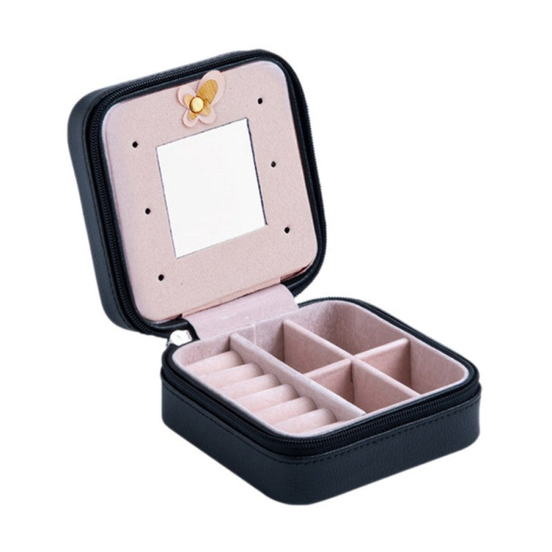 2pcs Portable Travel Jewelry Box Organizer Velvet Earring Ring Display Ornament