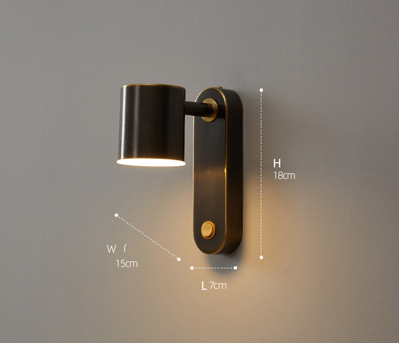 Full Copper Bedroom Bedside Wall Lamp Nordic