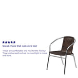 Flash Furniture Commercial Aluminum and Dark Brown Rattan Indoor-Outdoor Restaurant Stack Chair