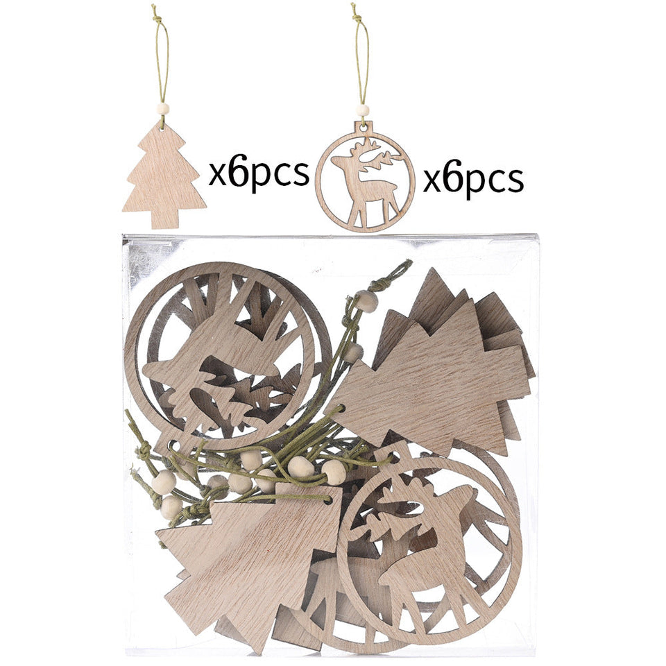 Christmas Decorations Transparent Boxed Wooden Pendant