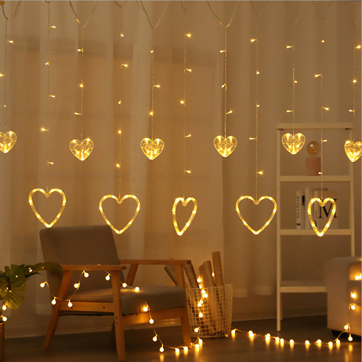 Christmas Curtain Room Led Decoration Love Lamp