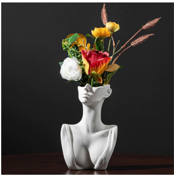 Human Face Ceramic Vase Floral Ornaments Home Decorations