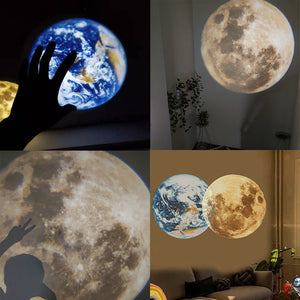 2 In 1 Star Projector Earth And Moon Projection Lamp 360 Rotating Bracket USB Led Night Light For Bedroom Decoration