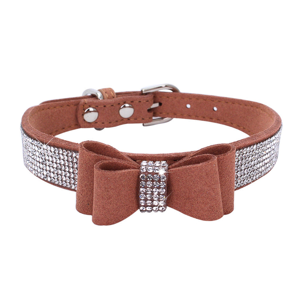 Rhinestone Bowknot Pet Collar Dog Collar Leash
