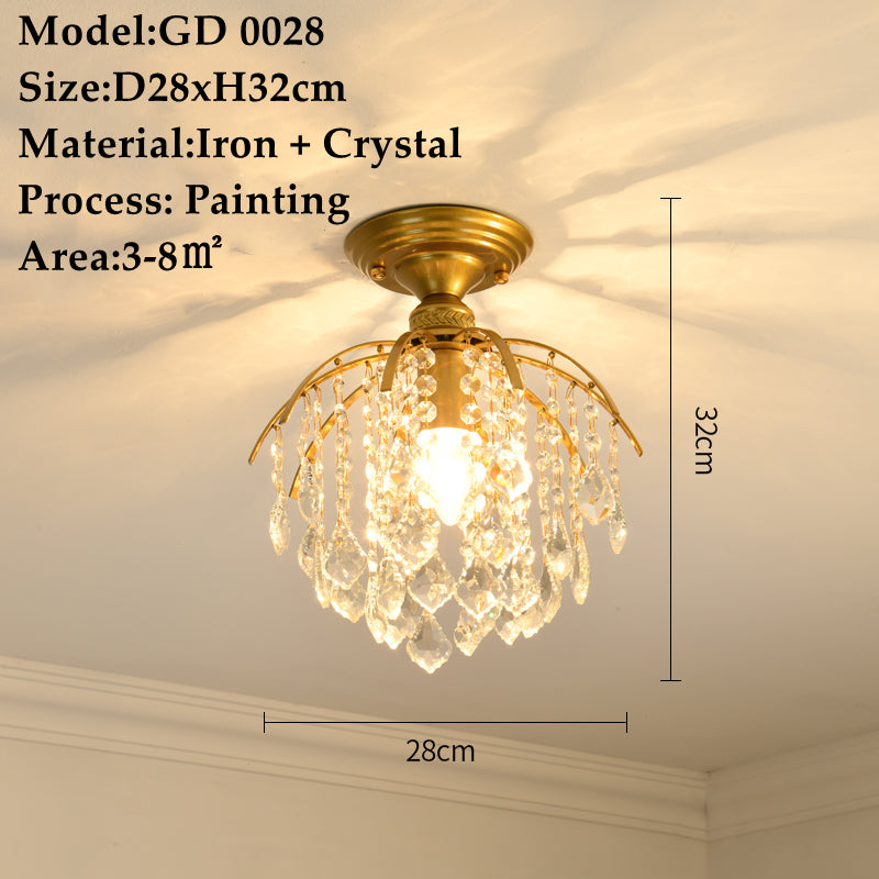 American Small Chandelier Balcony Aisle Corridor Single Head Crystal