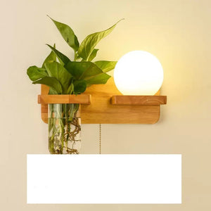 Green Plant Solid Wood Corridor Decoration Bedroom Bed Creative Wall Lamp