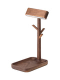 Nordic Black Walnut Solid Wood LED Table Lamp Key Holder Rechargeable Desk