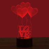 Simple Love Colorful 3D Touch Night Light