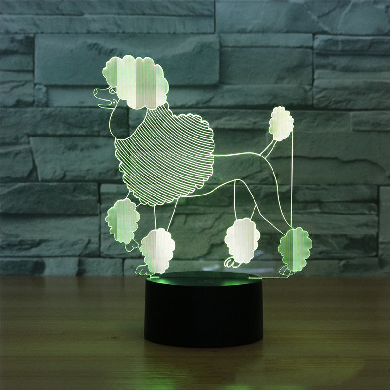 Poodle 3D Night Light Gift Touch Seven-color Energy-saving LED Illusion Light
