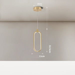 Simple Living Room Background Wall Lamp Nordic Minimalist Long Line All Copper Small Chandelier