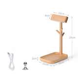 Nordic Black Walnut Solid Wood LED Table Lamp Key Holder Rechargeable Desk