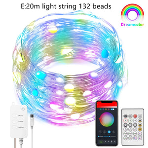 Smart LED String Lights Dancing With Music Sync Dreamcolor Fairy Lamp Garland For Home Christmas New Year's Decor Lighting