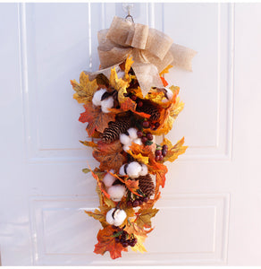Halloween Thanksgiving Autumn Frost Leaf Pumpkin Simulation Garland Props Home Decor
