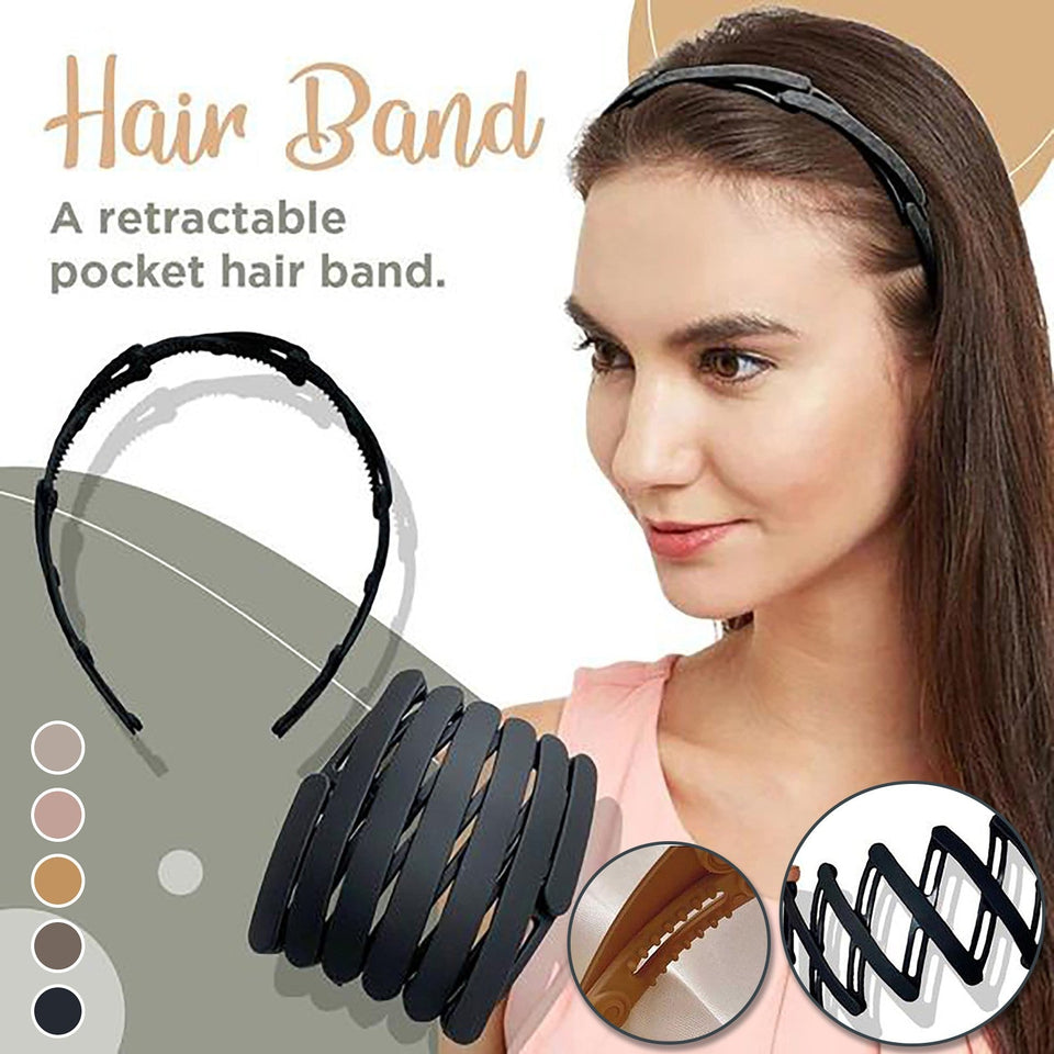 Telescopic Headband Portable Folding Hairpin Women Magic Headband Hair Hole With Tooth Non-slip Hair Claw Hair Accessories