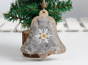 Christmas Tree Bell Hat Wooden Felt Pendant