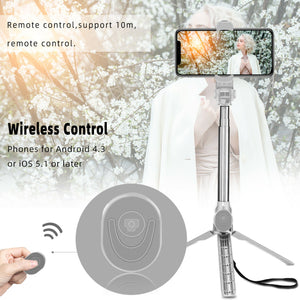 For Samsung Galaxy S22/S21+/Note 20 Ultra Selfie Stick Extendable Remote Tripod