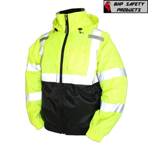 Hi-Vis Insulated Safety Bomber Reflective Jacket ROAD WORK HIGH VISIBILITY