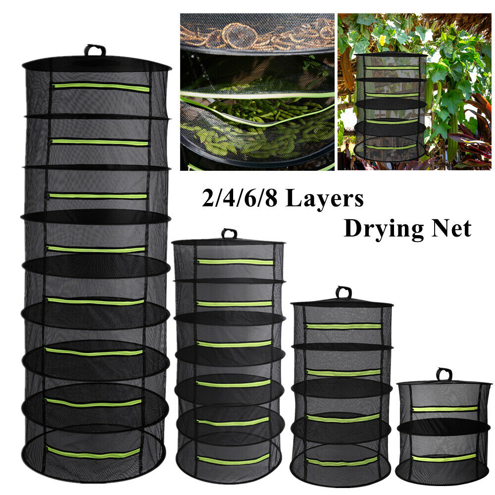 Fodable 2/4/6/8 Layer Herb Drying Net Plant Hanging Mesh Dryer Racks with Zipper