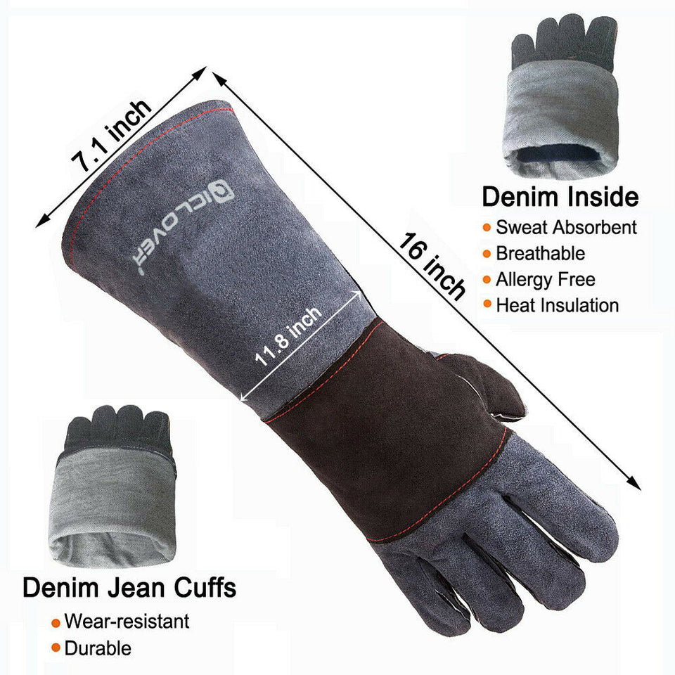 Animal Handling Anti Pet Dog Reptile Snake Bite Gloves Leather Protective Sleeve
