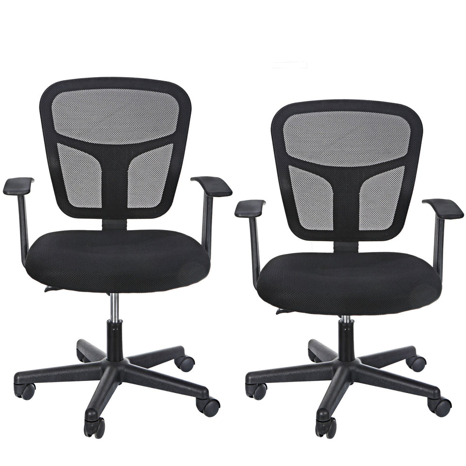 Black Office Chair Computer Desk Ergonomic Executive W/Armrests Mesh Mid Back  636339514132