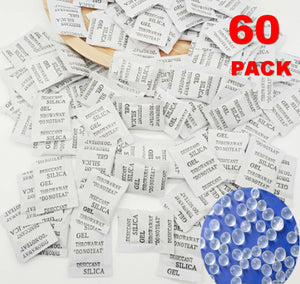 60 Packets 5g Grams Silica Gel Desiccant Pack Moisture Absorber Reusable