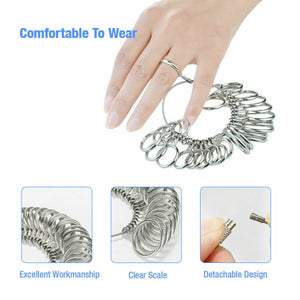 Metal Ring Sizer Guage Mandrel Finger Sizing Measure Stick Standard Jewelry Tool