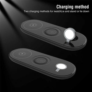 3in1 Qi Wireless Fast Charger Dock Stand For Apple Watch Air pods iPhone X Xs US