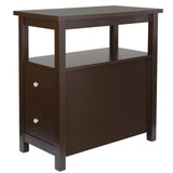 Chairside End Table with 2 Drawer and Shelf Narrow Nightstand for Living Room 758277381970