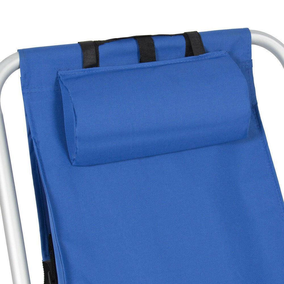 Portable Backpack Beach Chair Folding Solid Construction Camping Party BBQ Blue