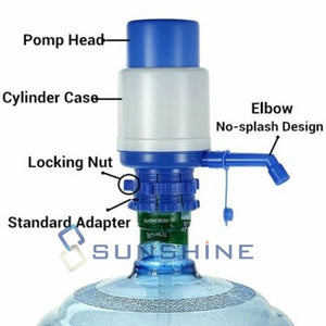 Hand Press Water Pump Dispenser 4/5/6 Gallon Easy Manual Bottled Drinking Water