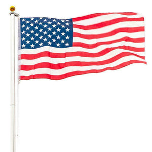 25FT Sectional Aluminum Flagpole + 2 US American Flag Pole Kit