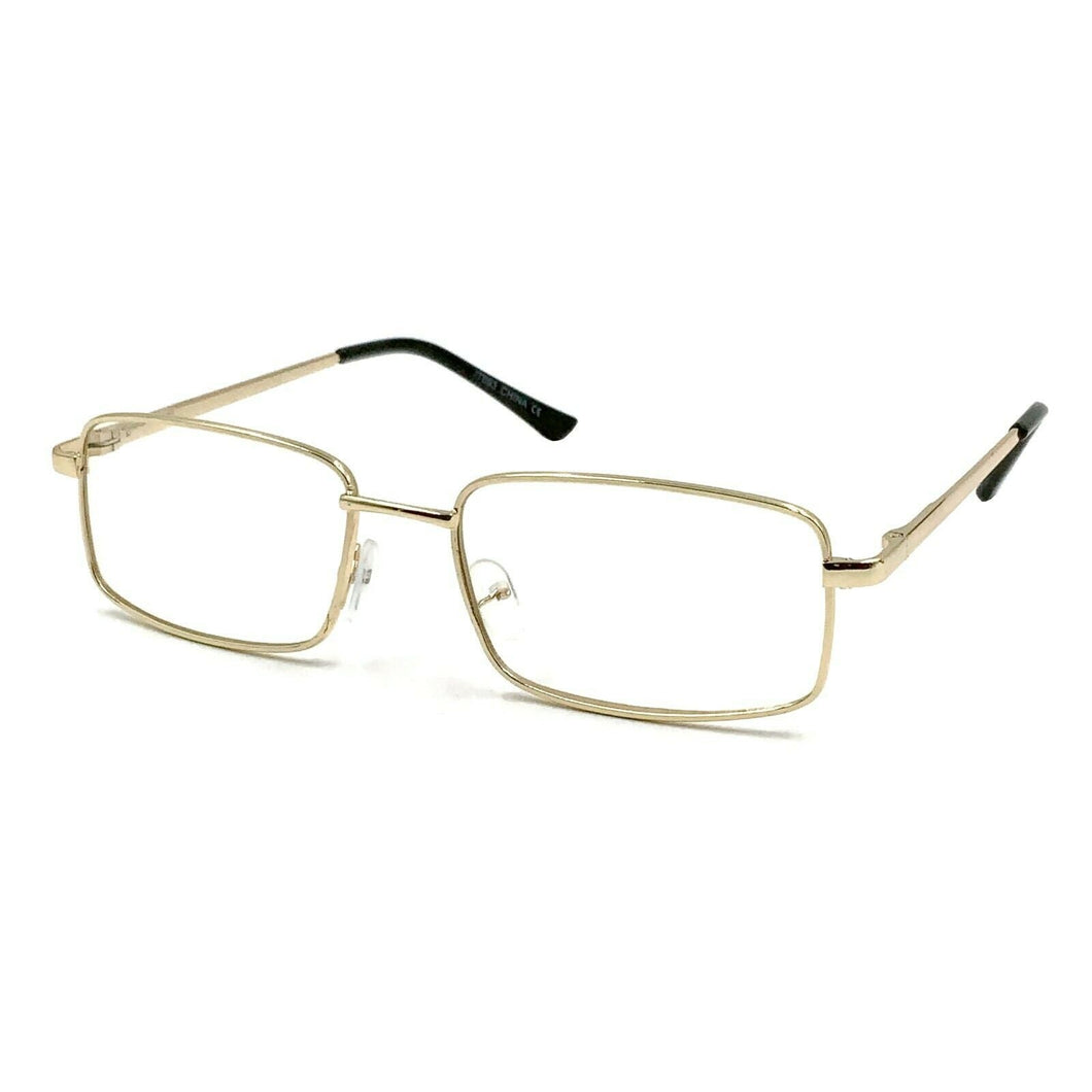 Men Women Fake Non Prescription Glasses Clear Lens Metal Frame Nerd Geek Gold