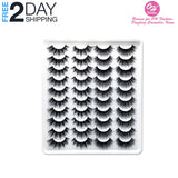 20 Pairs False Eyelashes Mink Natural Extension Black 3D Soft Lashes Makeup