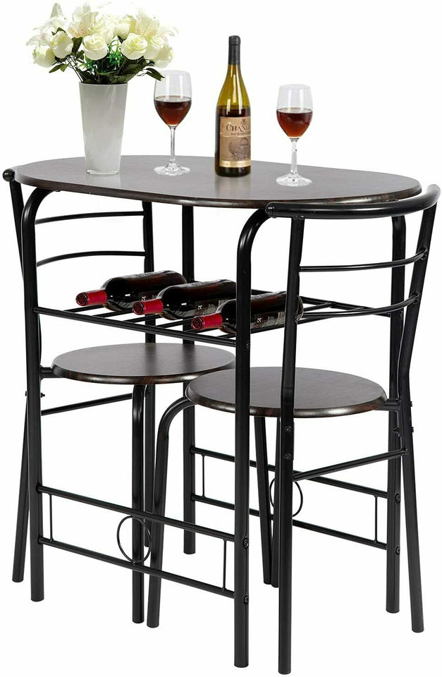 3-Piece Round Table and Chair Set for Kitchen Dining Room Bar Breakfast 195030041151