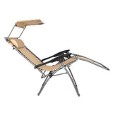 1PC Zero Gravity Folding Patio Lounge Beach Chair w/ Canopy Sunshade Cup Holder