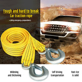 2PC 13FT 5Tons Car Tow Cable Towing Strap Rope with 2 Hooks Emergency Heavy Duty