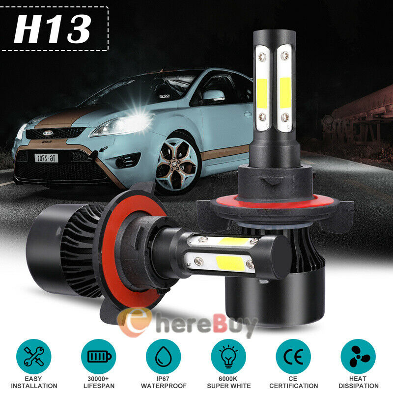 2x H13 9008 2400W 360000LM 4 Sides LED Headlights Fog Bulb Kit Hi/Lo 6000K HID