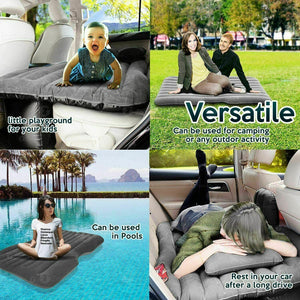 Inflatable Travel Car Mattress Air Bed Back Seat Sleep Rest Mat 2 Pillow Pump