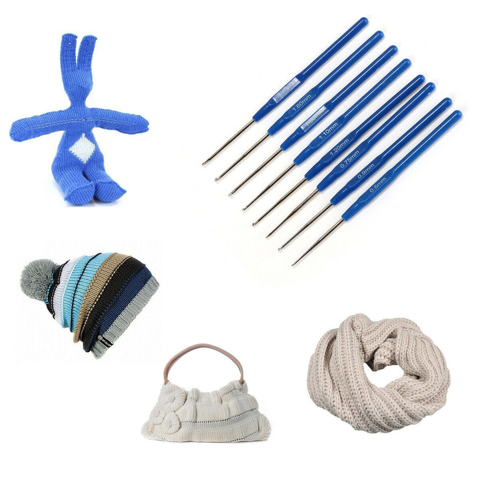 53pcs Crochet Hooks Kit Yarn Knitting Needles Sewing Tool Ergonomic Grip Bag Set