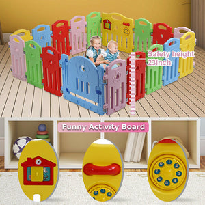 Baby Playpen 18 Panels Infants Toddler Safety Kids Play Pens w/ Activity Board