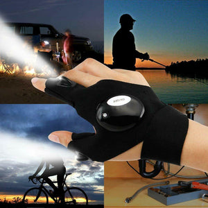Fingerless LED Flashlight Gloves for Working in Darkness Places Fishing Camping 612732348499