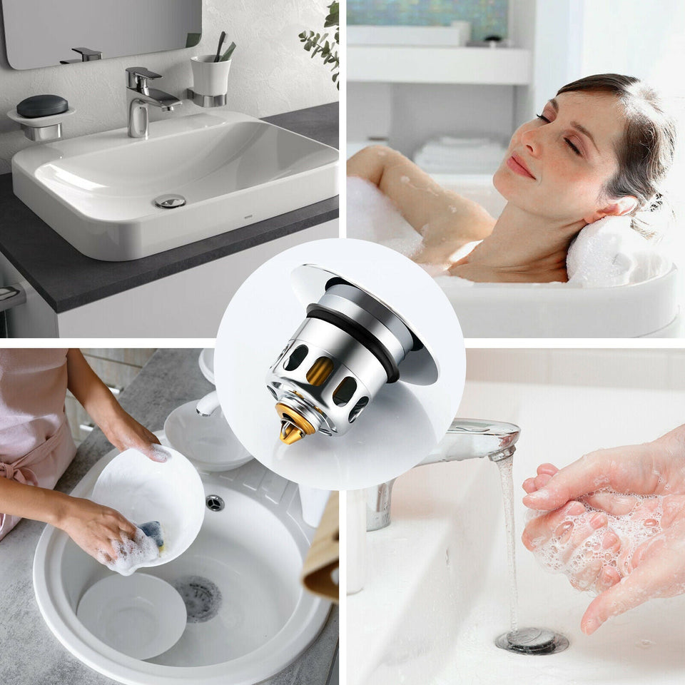 Waterproof Bathroom Sink Plug Stopper Wash Basin Core Bounce Pop Up Drain Filter