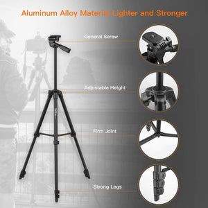 Lightweight Tripod 55-Inch, Aluminum Travel/Camera/Phone Tripod with Carry Bag,