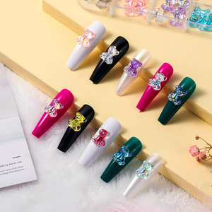 120 Pieces Bear Nail Beads Gummy 3D Bear Nail Decorations Resin Cute Nail Charms